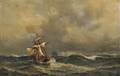 Anton Melbye Danish 18181875 Sailing Ships in Heavy Seas