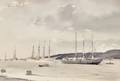 Edward Brian Seago British 19101974 The Blue Schooner Lisbon