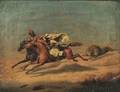 Charles Christian Nahl American 18181878 Arab Horsemen Fleeing a Lion