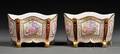 Pair of Enameled and Gilded Porcelain Bough Pots