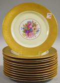 Set of Twelve Heinrich  Co Handpainted Porcelain Dinner Plates