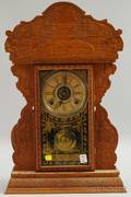 EN Welch Admiral Dewey Pressed Oak Shelf Clock