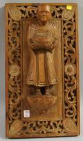 Carved Wooden Wall Plaque of a Monk