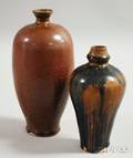 Two Asian Brown and Black Vases