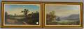 Two Late 19thEarly 20th Century American School Oil on Panels Depicting a Mountain Lake Landscape and a Landscape with Cottage