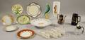 Three Art Glass and Thirteen Assorted Decorated Ceramic Articles