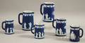 Six Small Wedgwood Dark Blue Jasper Dip Jugs