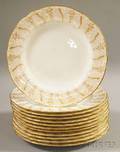 Set of Twelve Cauldon Gilt Porcelain Dinner Plates
