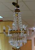 Waterford Attributed Crystal and Goldpainted Metal Fivelight Chandelier