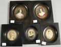 Five Framed Miniature Handpainted Portraits of Ladies