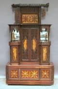 Victorian Fretwork and Marquetrydecorated Walnut Etagere