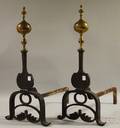 Pair of Brass and Iron Classicalstyle Andirons