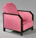 Art Deco Upholstered Lacquered Wood Lounge Chair