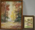 Charles Russell Loomis American 18571936 Two Watercolors Riverside