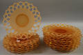 Set of Fifteen Reticulated Frosted Amber Glass Plates