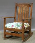 L  JG Stickley Art  Crafts Oak Vertical Slatback Armrocker