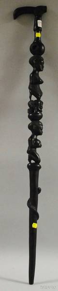 Carved African Figural Ebony Cane