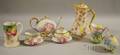 Seven Pieces of Handpainted Floraldecorated Porcelain
