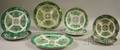 Six Chinese Green Fitzhugh Pattern Porcelain Plates a Charger and a Platter