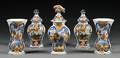 Assembled Fivepiece Dutch Delft Vase Garniture