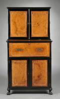 English Ebonized and Burl Walnut Bureau Bookcase