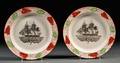 Pair of Staffordshire Earthenware Ship Plates