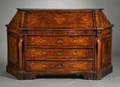 South German Marquetryinlaid Burl Walnut Slantlid Desk