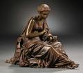 Bronze Figure of a Classical Maiden Plucking Petals From a Flower
