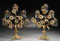 Pair of Brass Fivelight Candelabra