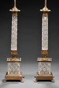 Pair of Cut Glass and Bronzemounted Lamp Bases