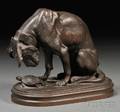 HenriAlfredMarie Jacquemart French 18241896 Bronze Figure of a Hound Regarding a Turtle