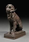 Ferdinand Pautrot French 18321874 Bronze Figure of a Retriever with a Game Bird