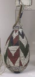Sioux beaded hide and wood water bottle