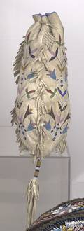 Eastern Sioux beaded hide drawstring bag ca 1920