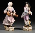 Pair of Meissen Porcelain Musician Figures