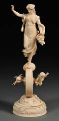 Carved Ivory Figure of Fortune on Her Wheel