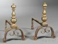 Pair of Brass and Iron Andirons