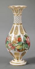 Bohemian Whitecased Cuttoclear and Enamel Decorated Glass Vase