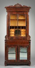 American Victorian Twopart Rosewood Veneer Secretary