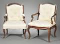 Two Upholstered Fruitwood Armchairs