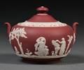 Wedgwood Crimson Jasper Dip Sugar Bowl and Cover