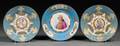 Three Sevres Porcelain Celeste Blue Portrait Plates