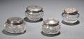 Four Cut Glass Boxes with Sterling Silver Lids
