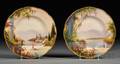 Pair of Royal Worcester Porcelain Italian Garden Plates