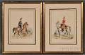 Continental School 19th Century Lot of Two Watercolors of French Cavalry Officers France Garde Impriale 1864