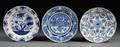 Three Dutch Delft Blue and White Chargers
