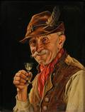 Franz Xavier Wlfle German 18871972 Smiling Gent with Liqueur Glass