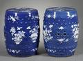 Near Pair of Chinese Export Porcelain Garden Seats