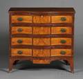Rare Federal Flame Birch and Mahogany Veneer Reverse Serpentine Chest of Drawers