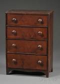 Miniature Mahogany and Mahogany Veneer Fourdrawer Chest